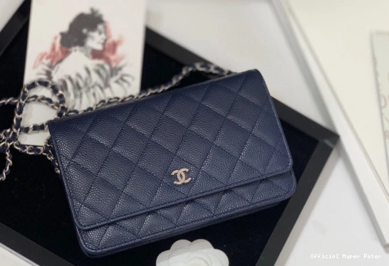 Hyper Peter WALLET HARDWARE WITH SILVER CHANEL CHAIN CAVIAR 0712